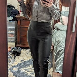 Black faux leather pants